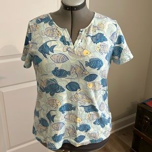 Talbots, ocean print top